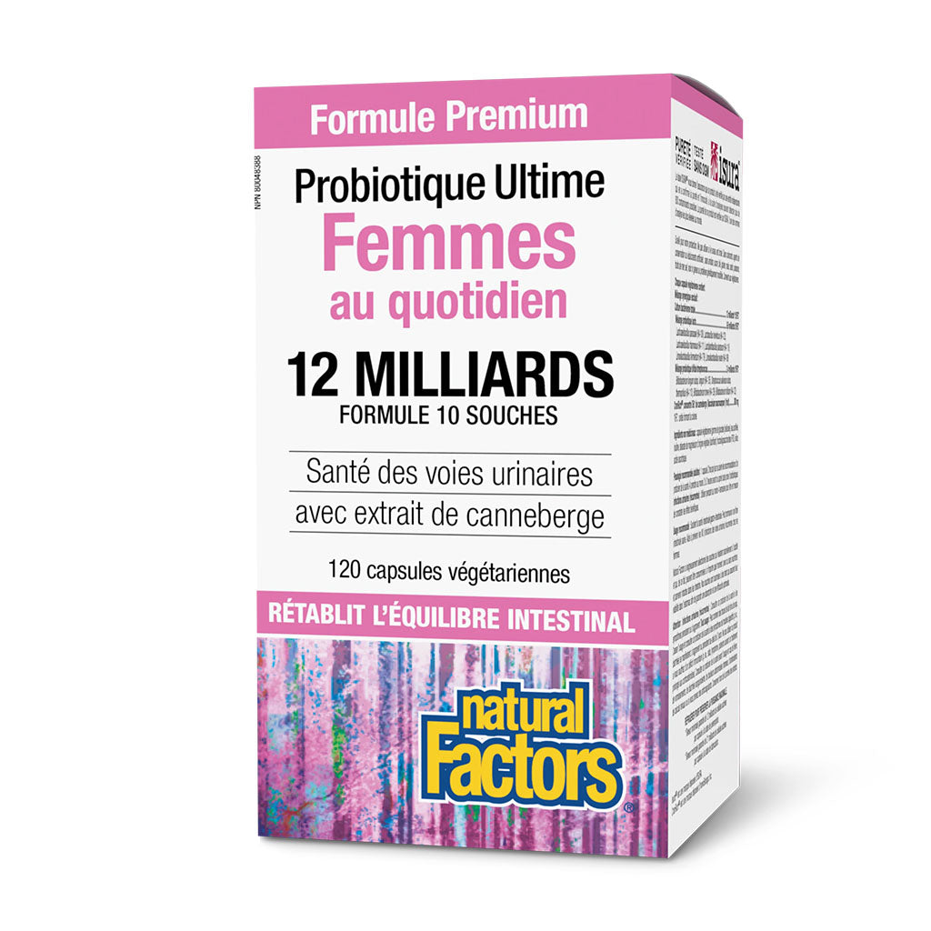 Formule Premium probiotique ultime Femmes au quotidien 12 milliards Natural Factors - La Boite à Grains