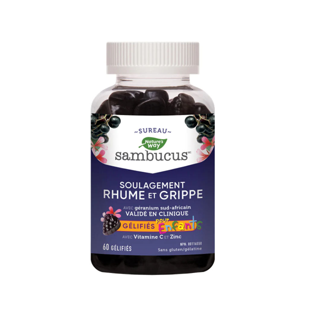 nature's way sambucus sureau soulagement rhume et grippe gélifiés pour enfants 60 gélifiés