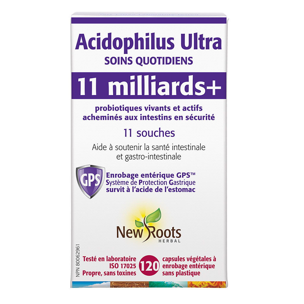 new roots herbal acidophilus ultra soins quotidiens 11 milliards 120 capsules végétales