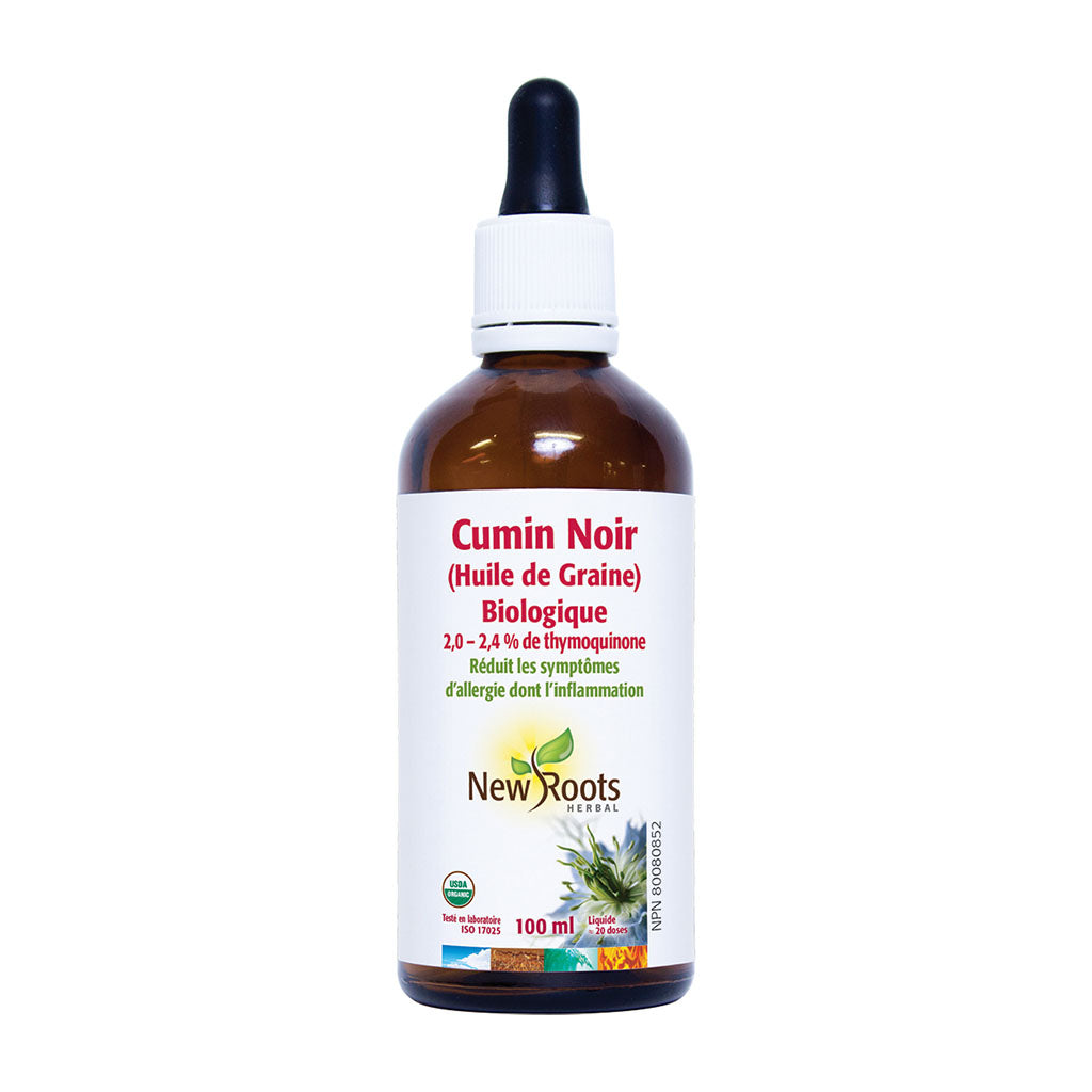 huile de cumin noir biologique New Roots Herbal - La Boite à Grains