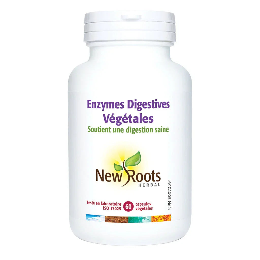 New Roots Herbal Digestive Enzymes (Plant-Based) 60 Vegetarian Capsules - La Boite à Grains