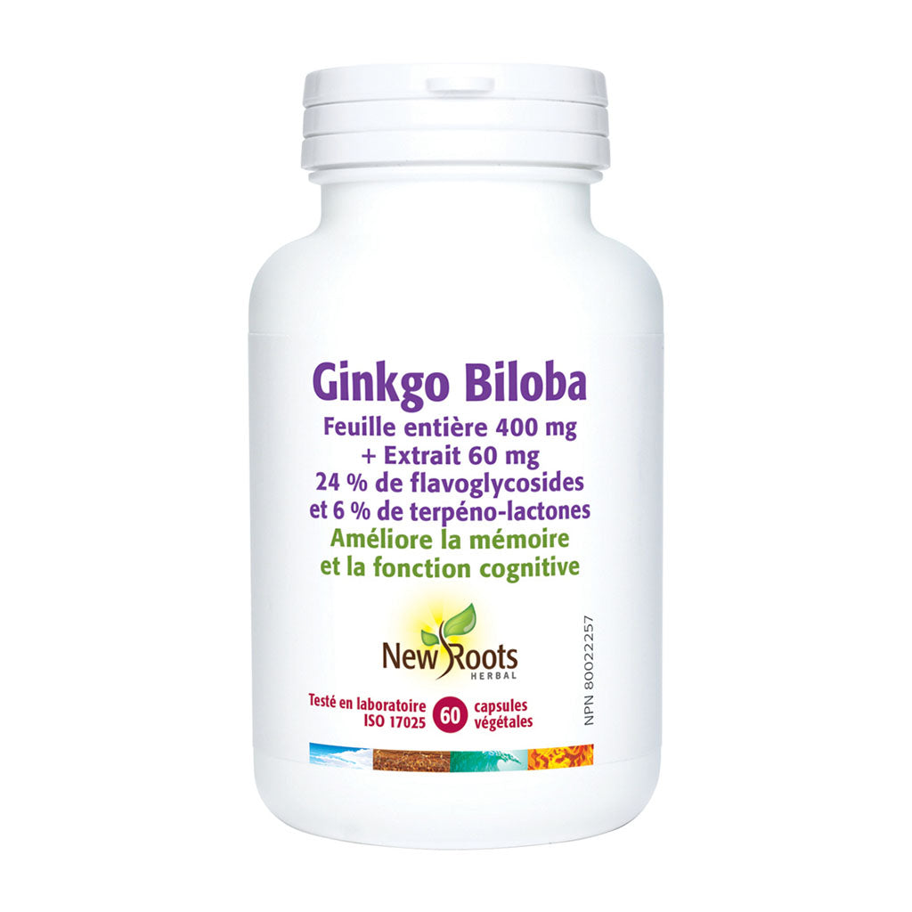 new roots herbal ginkgo biloba 60 capsules végétales