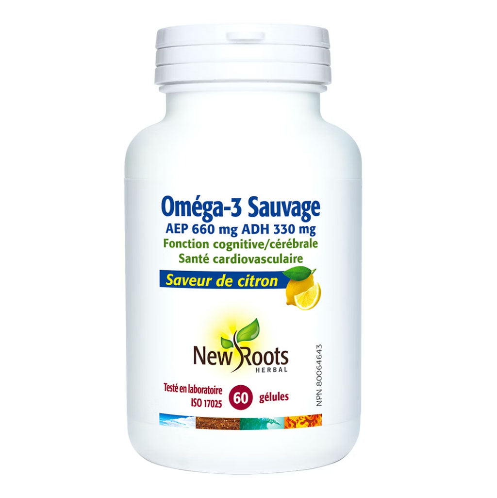 new roots herbal oméga-3 sauvage saveur de citron 60 gélules