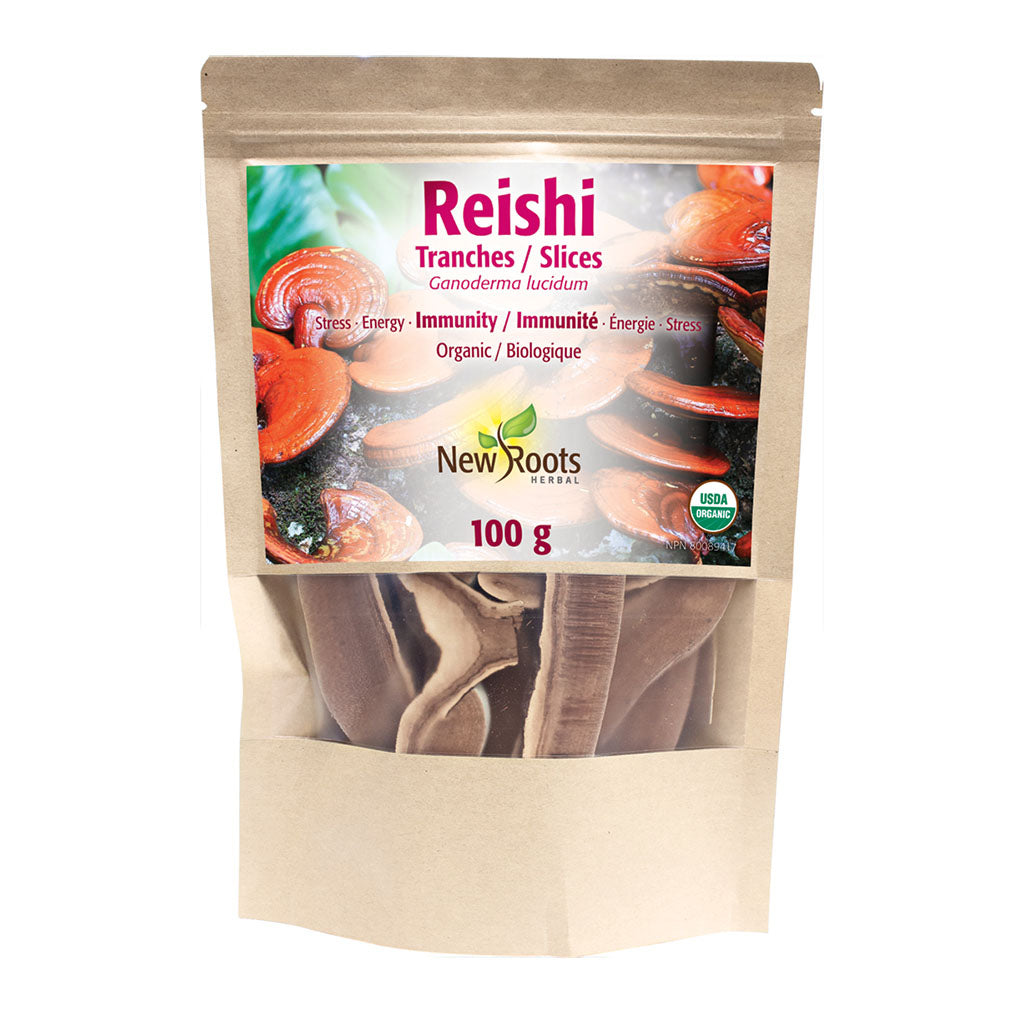 new roots herbal reishi tranches biologique 100 g