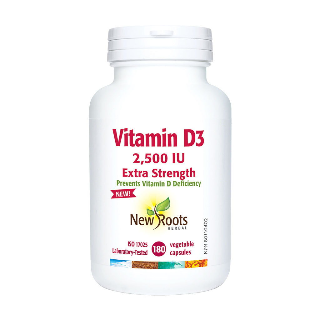 Vitamin D3 2500 IU extra strength New Roots - La Boite à Grains