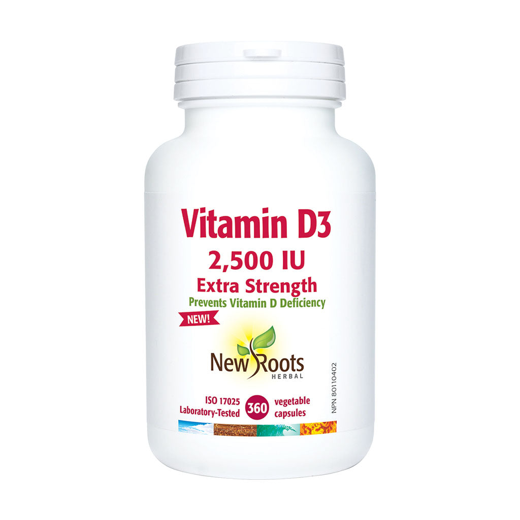 Vitamin D3 2500 IU extra strength New Roots - La Boite à Grains