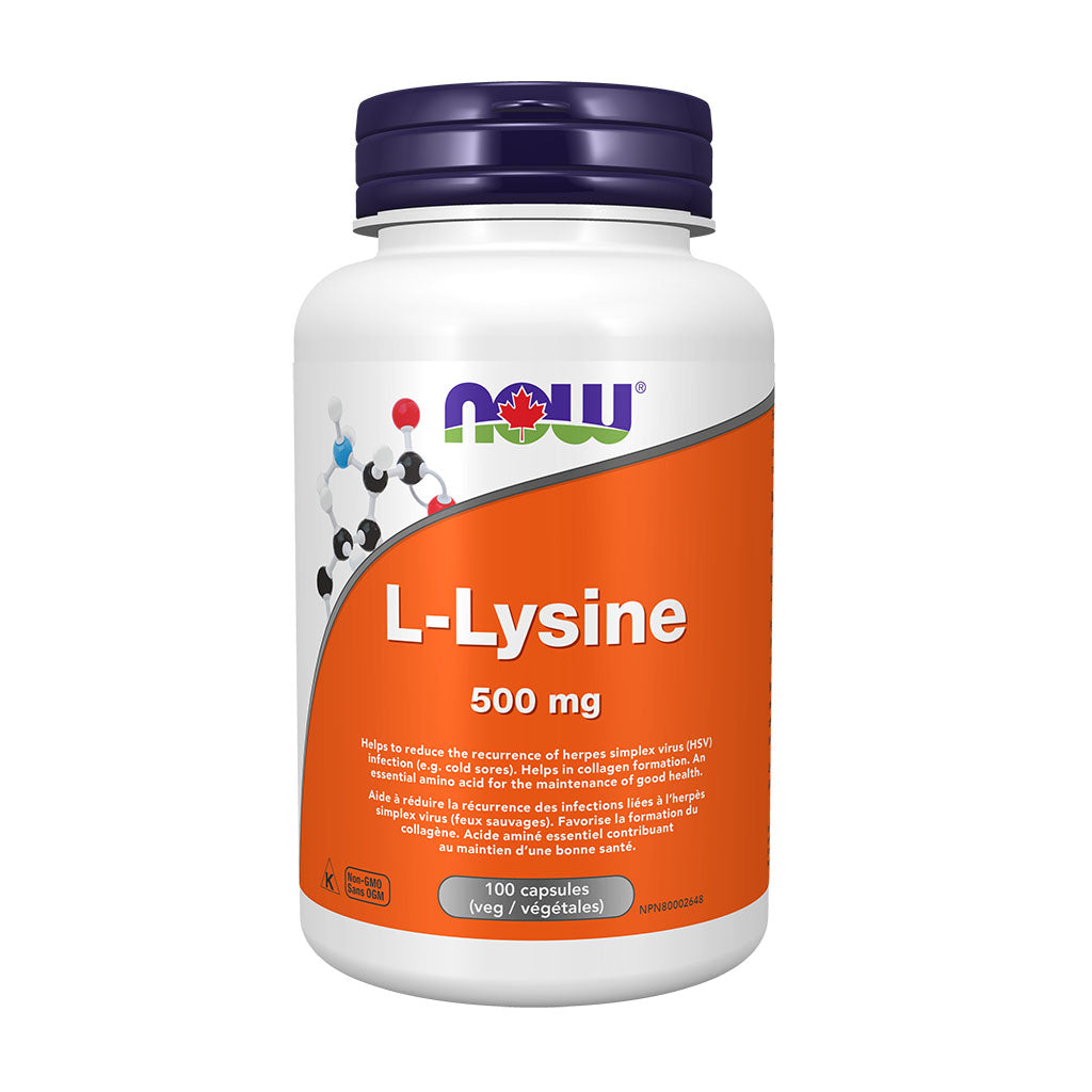 now l-lysine 500 mg 100 capsules végétales