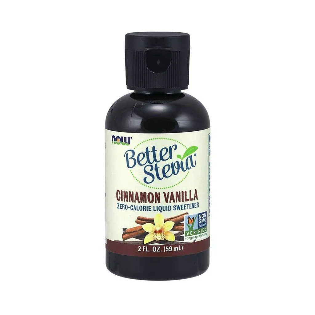 now food liquid sweetener better stevia vanilla cinnamon 60 ml