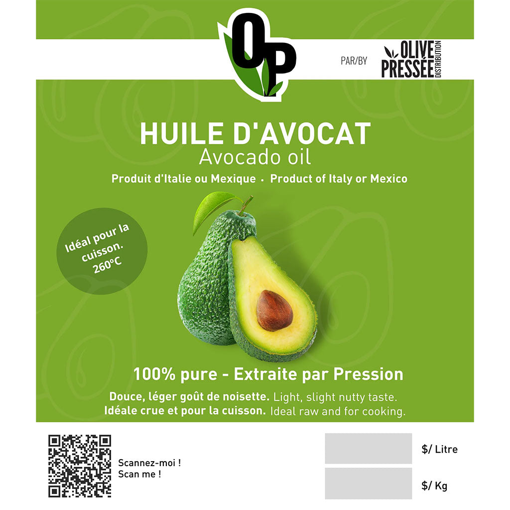 Huile d'Avocat 100% Pure (Vrac) Olive Pressée - La Boite à Grains