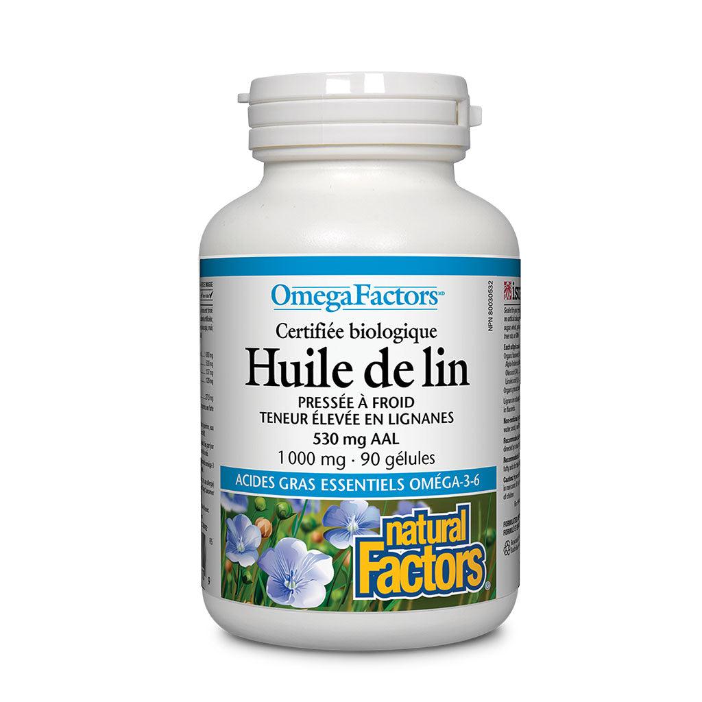 OmegaFactors Huile de Lin Biologique Natural Factors - La Boite à Grains