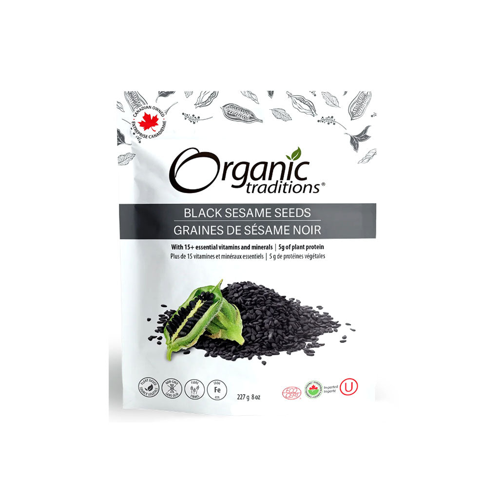 organic traditions graines de sésame noir biologiques 227 g