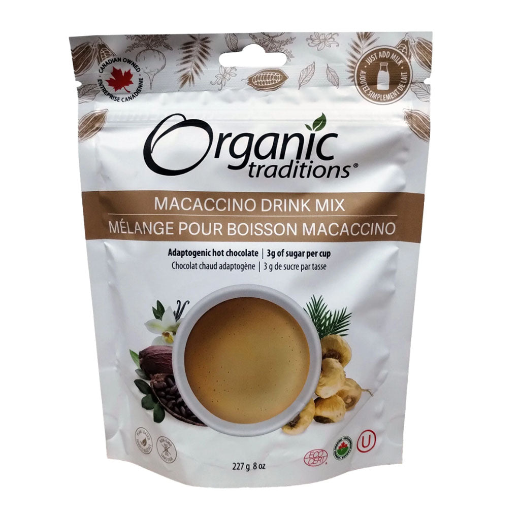 organic traditions mélange pour boisson macaccino biologique 227 g