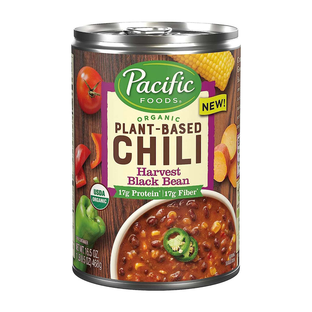pacific foods chili à base de plantes aux haricots noirs biologique 468 g