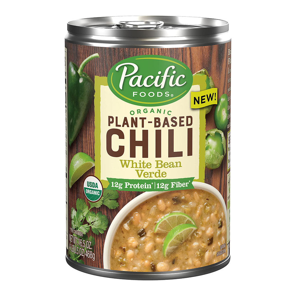 pacific foods chili à base de plantes verde aux haricots blancs biologique 468 g