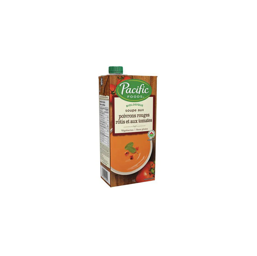 pacific foods soupe aux poivrons rouges rôtis et aux tomates 1 litre
