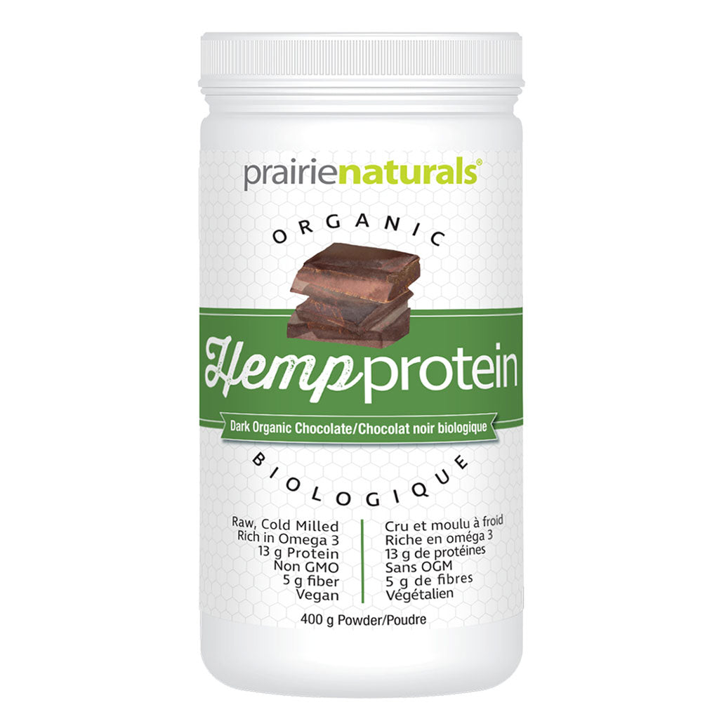 Prairie Naturals Protéines de Chanvre Chocolat Noir Biologiques 400 g - La Boite à Grains