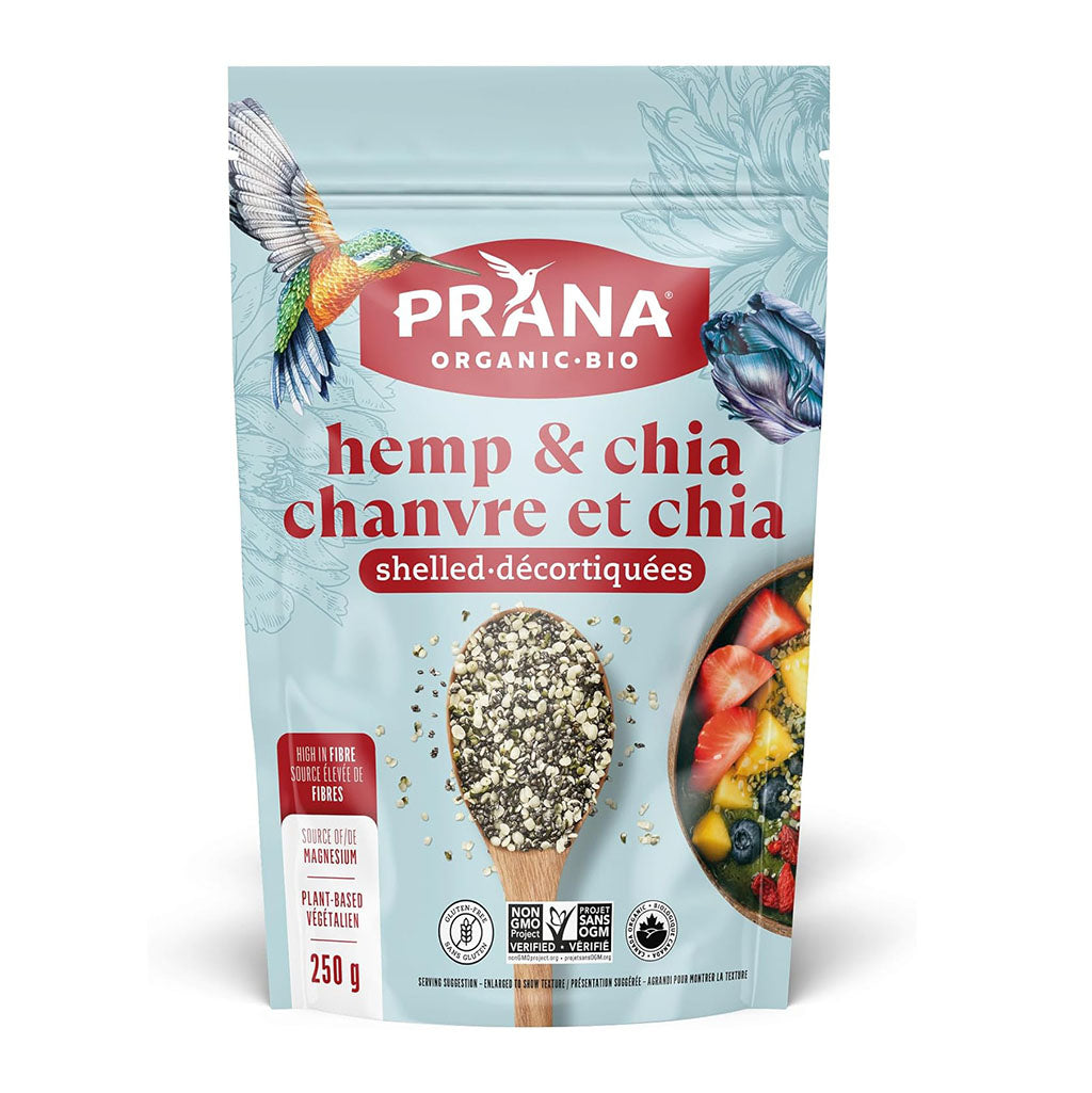 prana chanvre et chia décortiquées bio 250 g