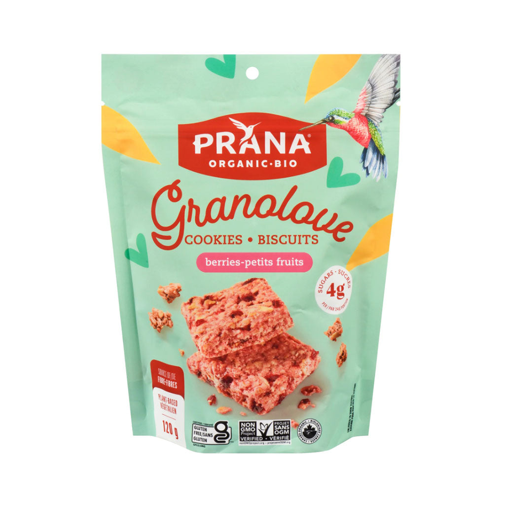 prana granolove bio biscuits petits fruits 120 g - La Boite à Grains