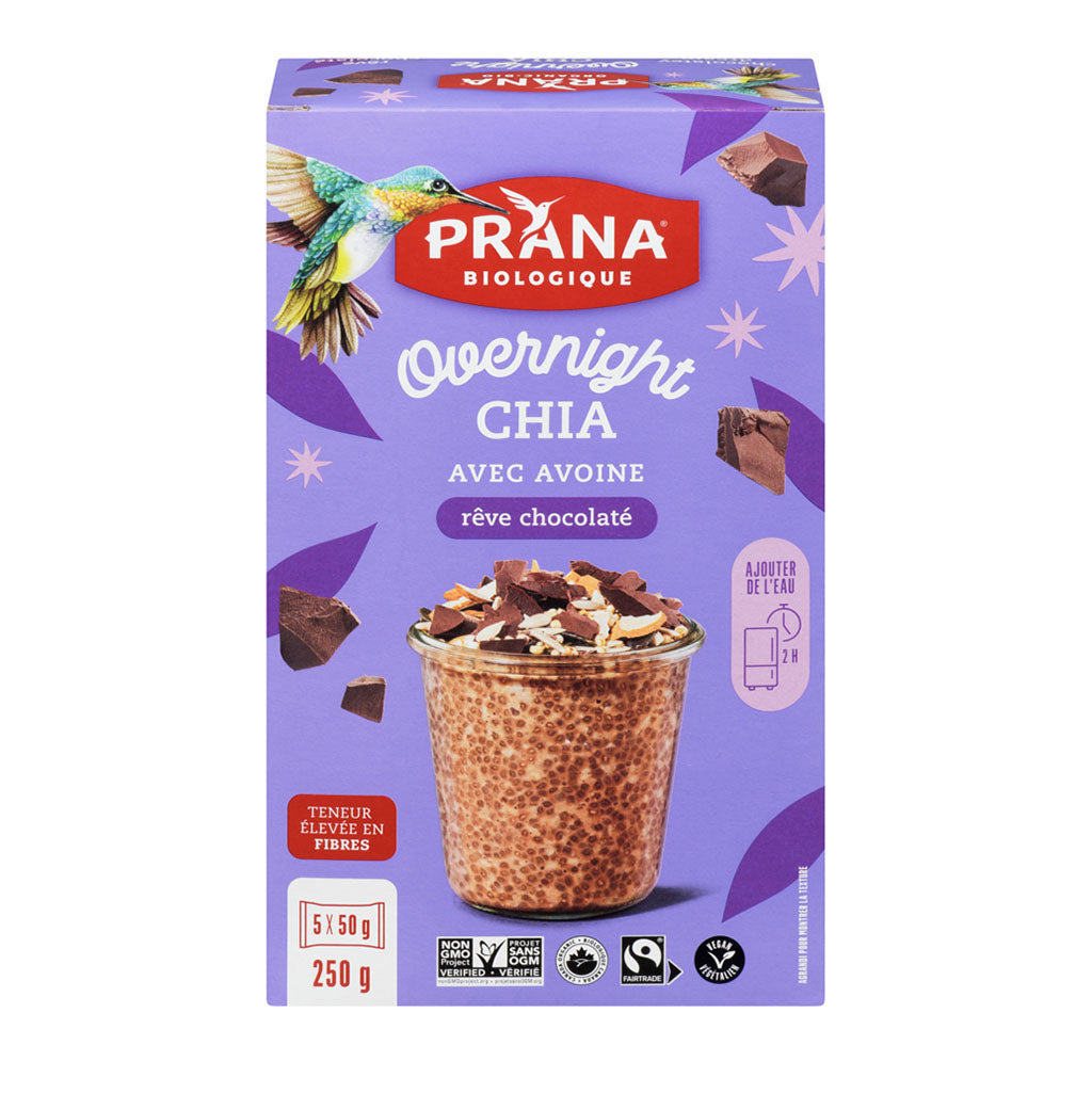 overnight chia avec avoine rêve chocolaté Prana - La Boite à Grains