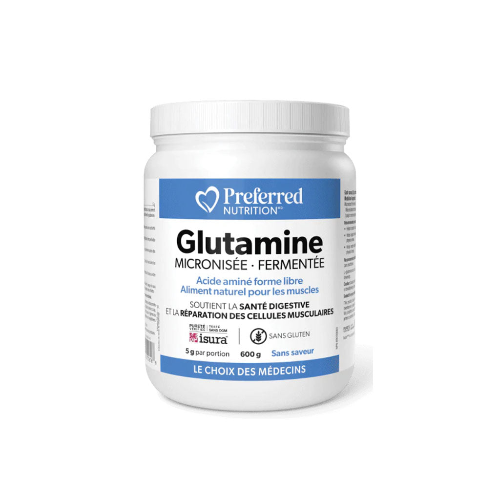 preferred nutrition glutamine micronisée et fermentée sans saveur 600 g - La Boite à Grains