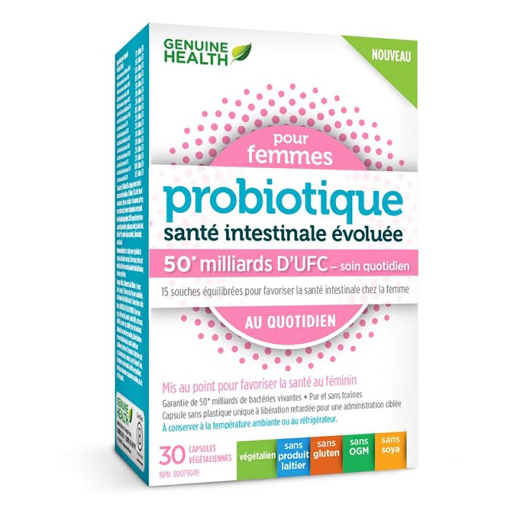 Probiotique Santé Intestinale Évoluée Pour Femmes 50 milliards d'UFC Genuine Health - La Boite à Grains