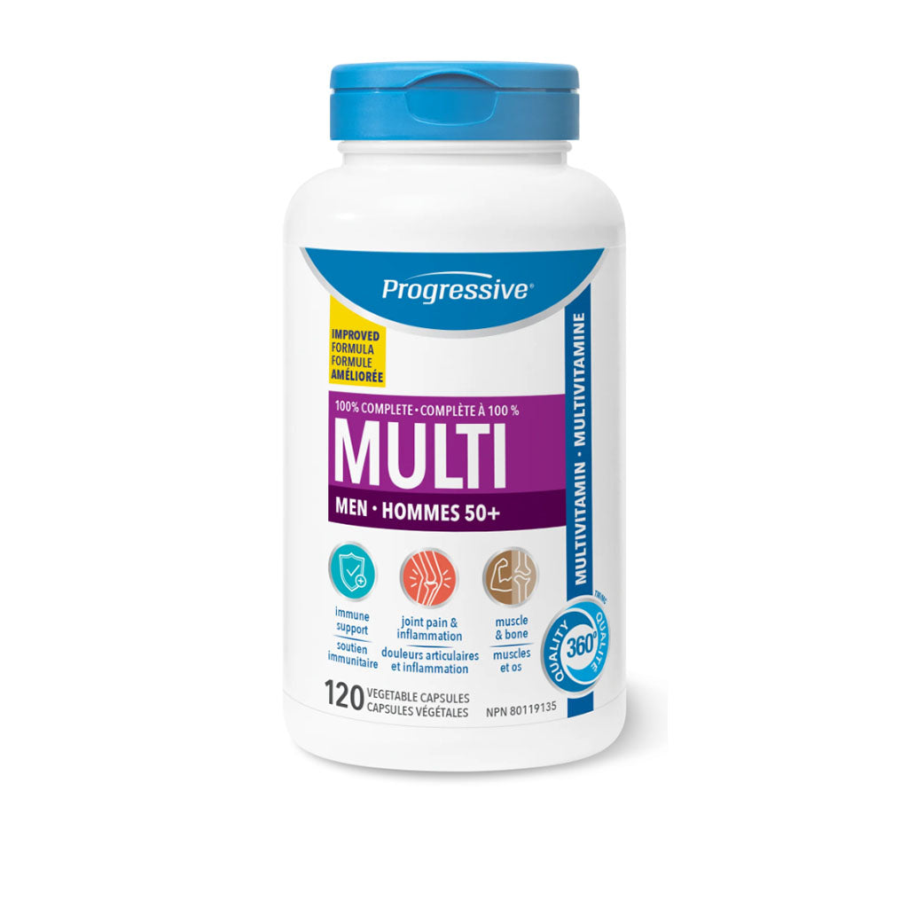 progressive multi hommes 50 plus multivitamine 120 capsules végétales