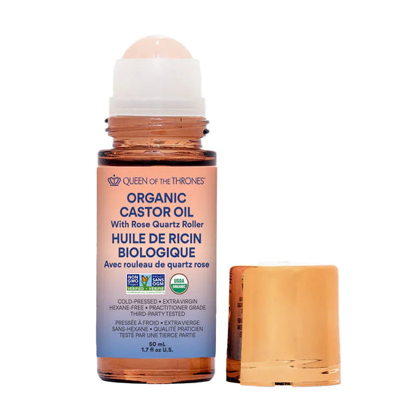 Organic Castor Oil with Rose Quartz Roller – La Boite à Grains