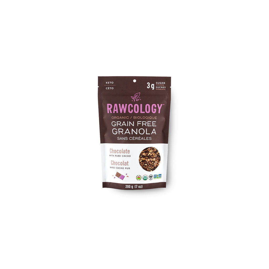 rawcology granola sans céréales biologique chocolat avec cacao pur 200 g - La Boite à Grains