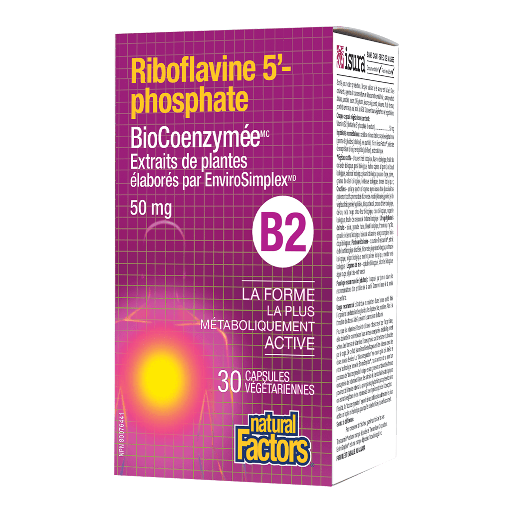 Riboflavine 5 Phosphate Biocoenzymée Natural Factors - La Boite à Grains