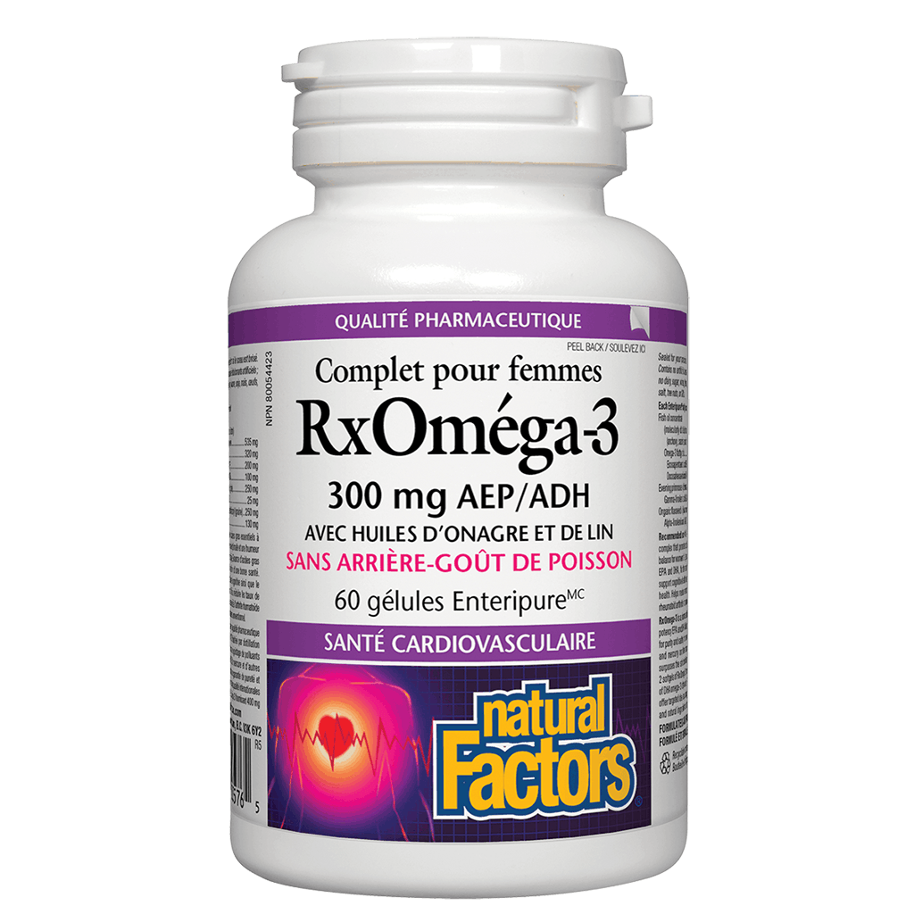 RxOmega-3 Complet pour Femme 300 mg Natural Factors - La Boite à Grains