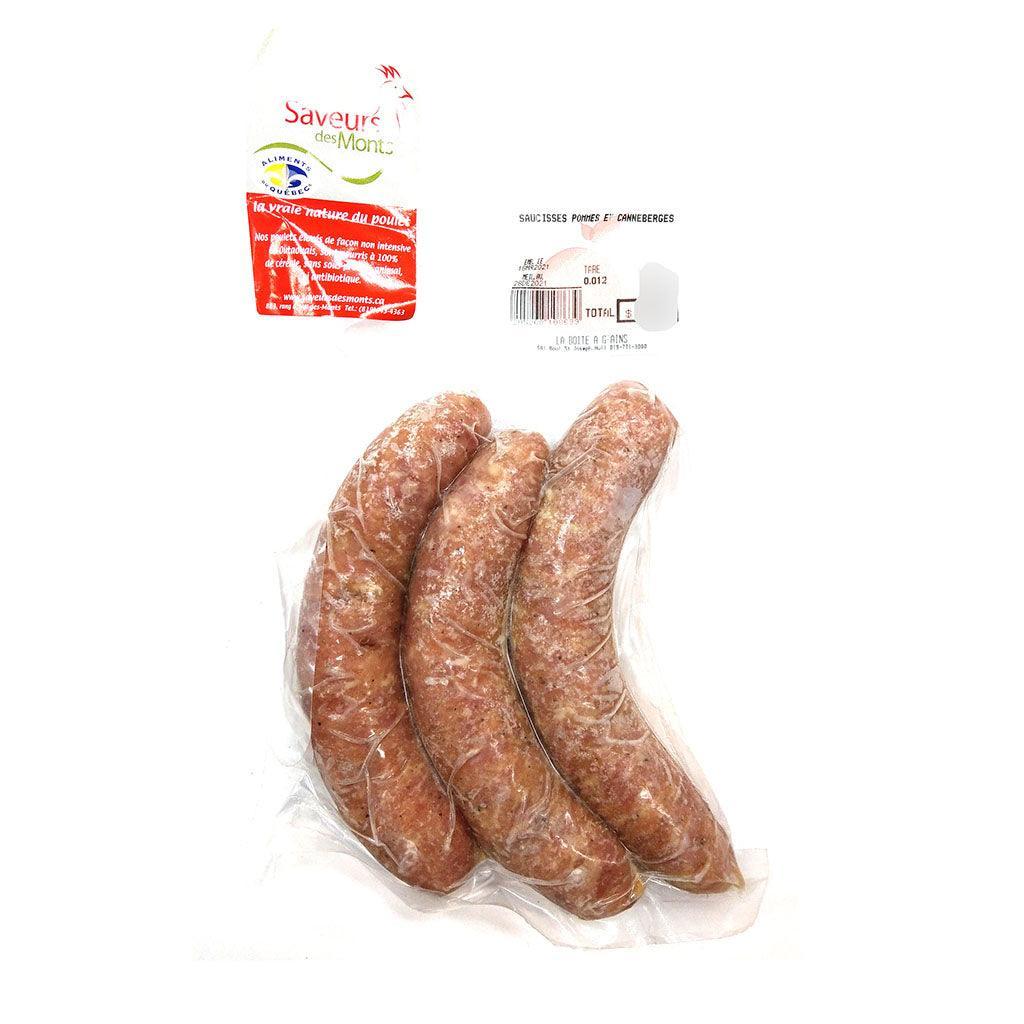 Saucisses de Poulet Pommes et Canneberges Saveurs des Monts - La Boite à Grains