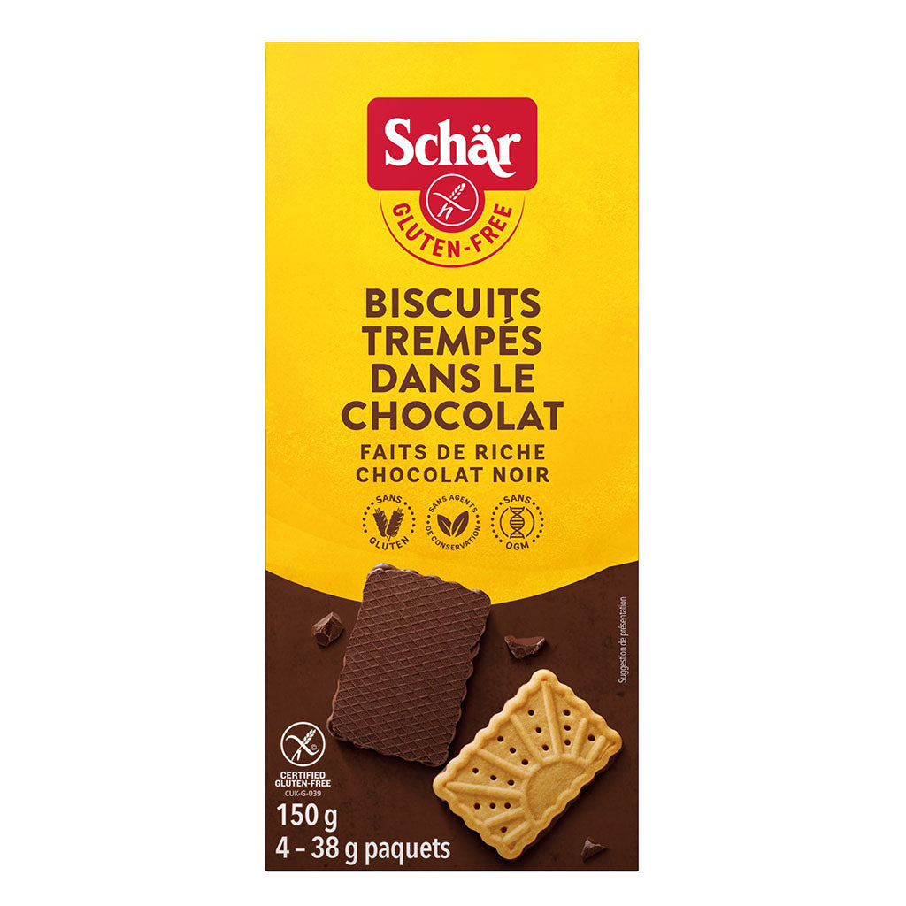 schär biscuits trempés dans le chocolat noir sans gluten 150 g