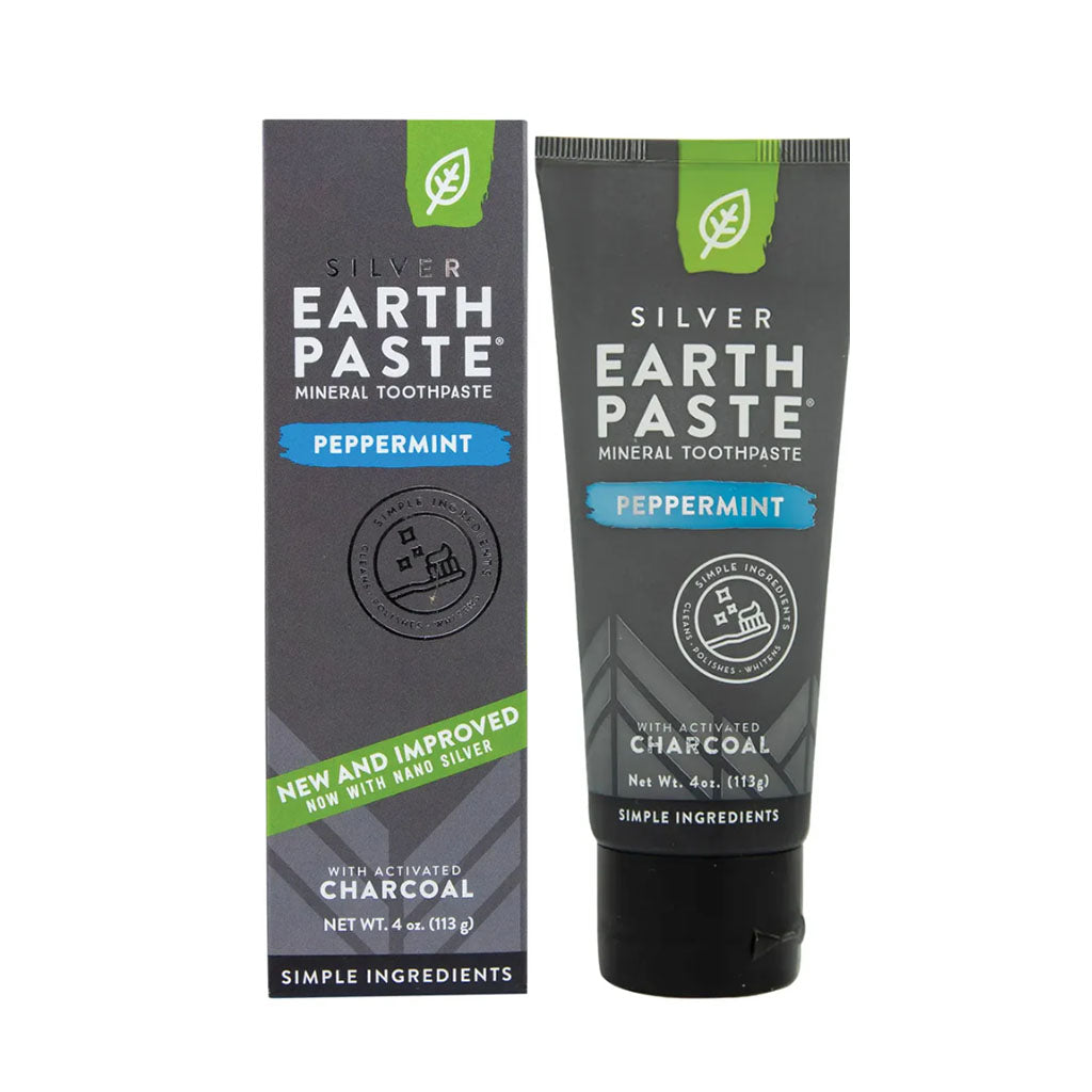 earth paste dentifrice minéral menthe poivrée avec charbon actif 113 g - La Boite à Grains