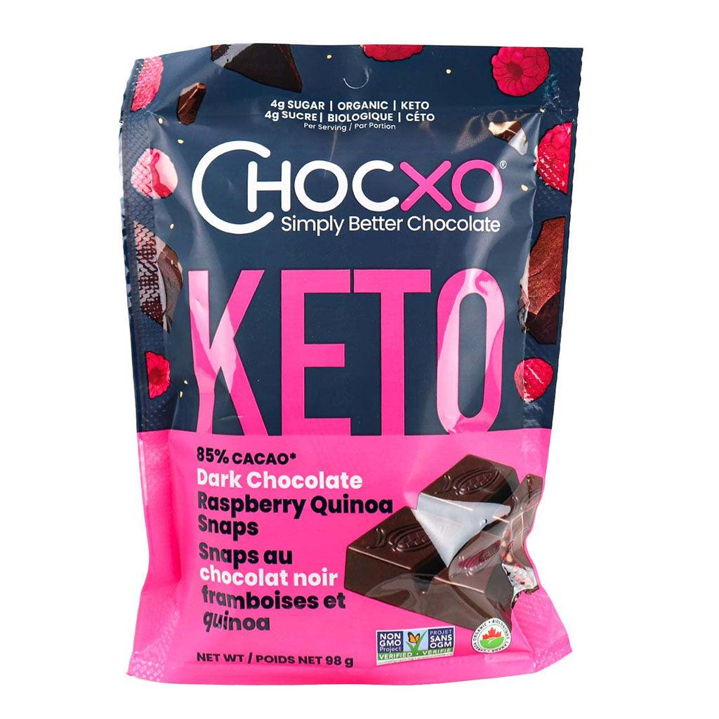 Snaps Keto au Chocolat Noir Framboises et Quinoa Biologique ChocXO - La Boite à Grains
