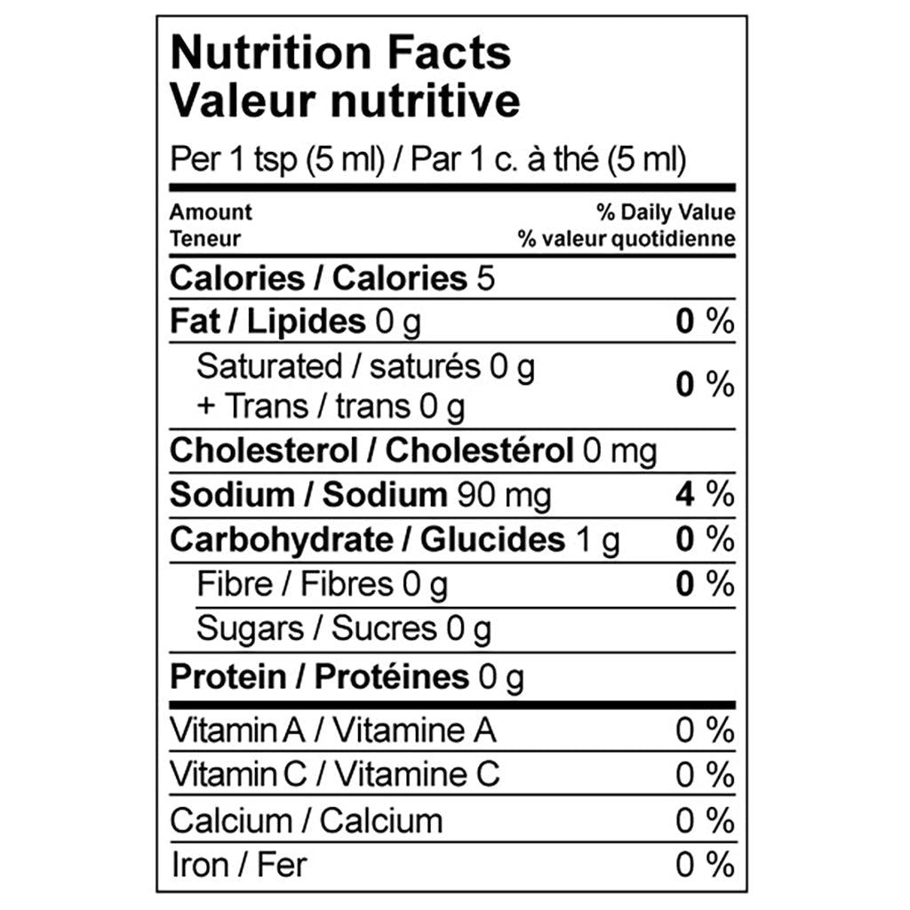 Substitut de Sauce Soya Légèrement Sucré Biologique 75% Moins de Sodium Naked & Saucy - La Boite à Grains