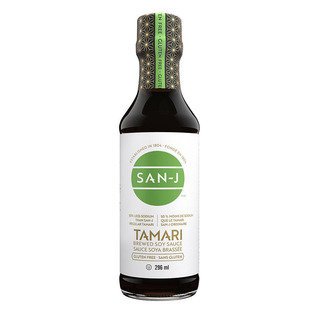 Tamari Sauce Soya Brassée 50% Moins de Sodium San-J - La Boite à Grains