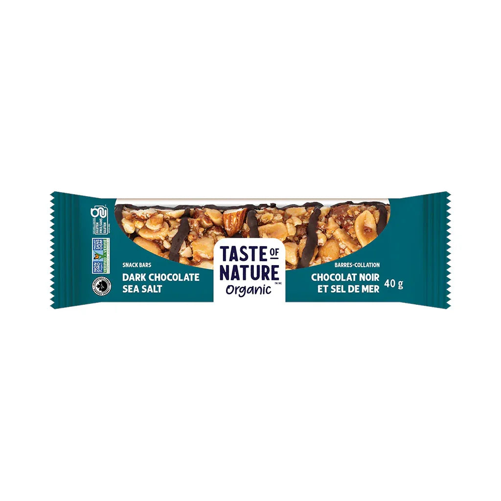 Taste of Nature dark chocolate and organic sea salt snack bar - La Boite à Grains