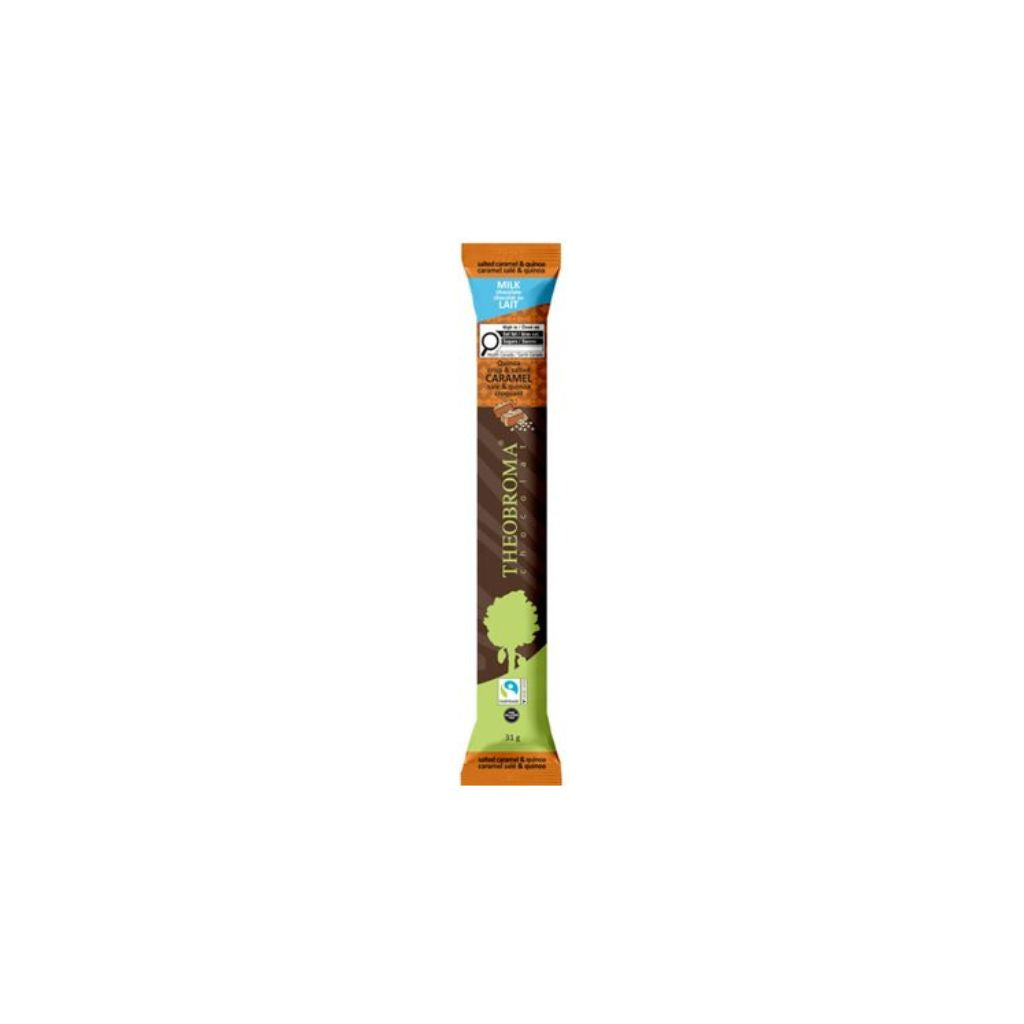 bâton chocolat au lait caramel salé quinoa Theobroma - La Boite à Grains