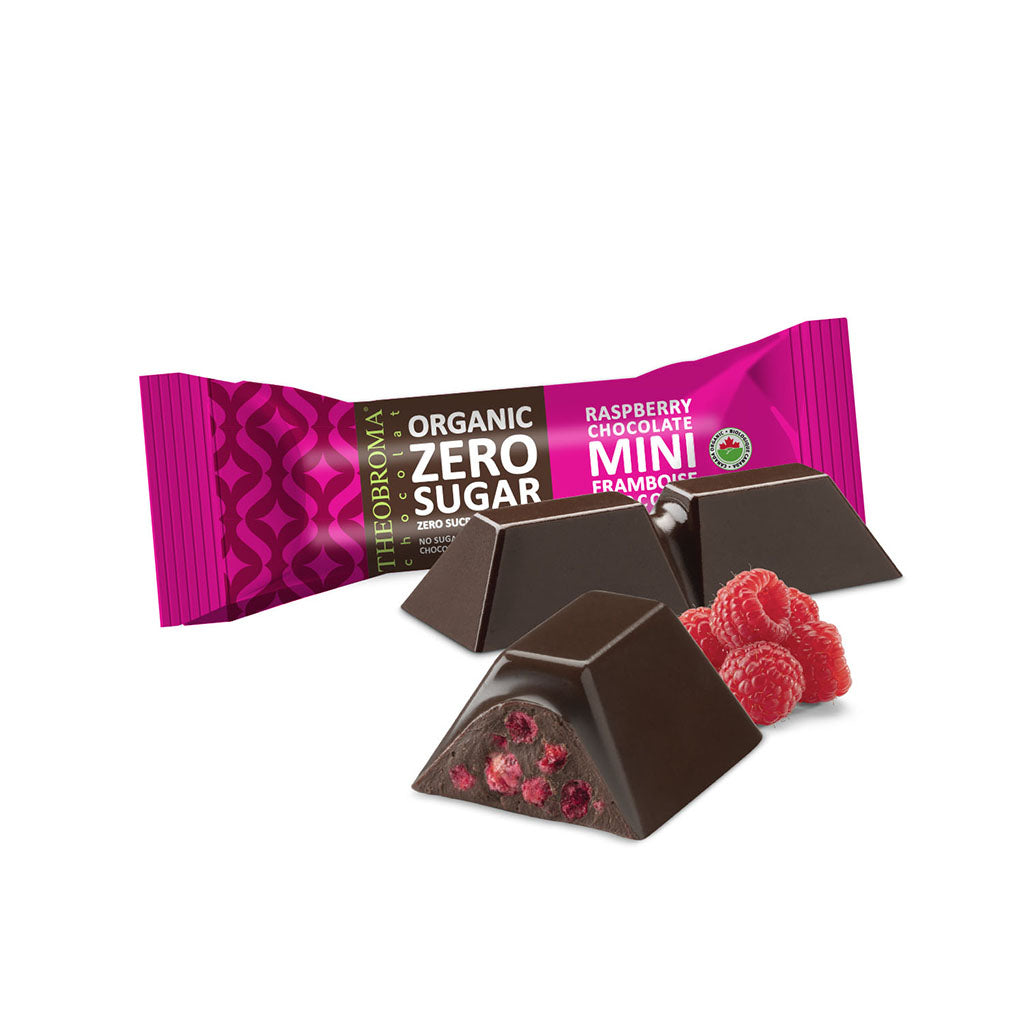 theobroma chocolat zéro sucre mini framboise biologique 10 g