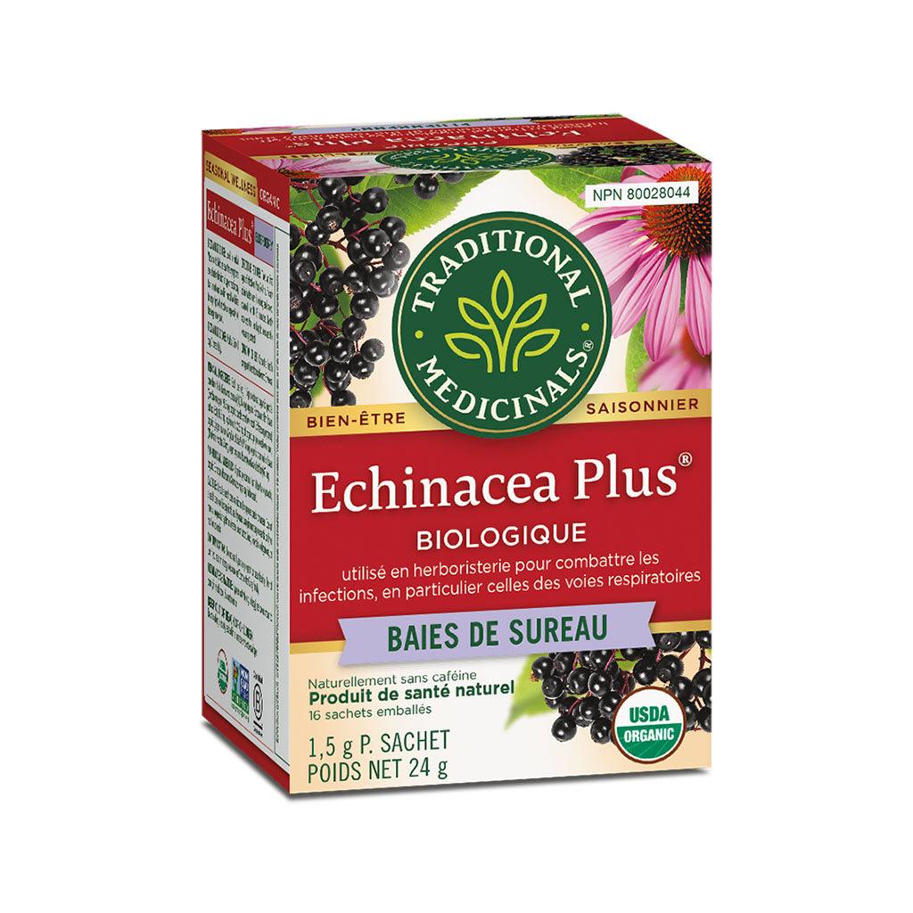 Tisane Echinacea Plus Biologique Baies de Sureau Traditional Medicinals - La Boite à Grains