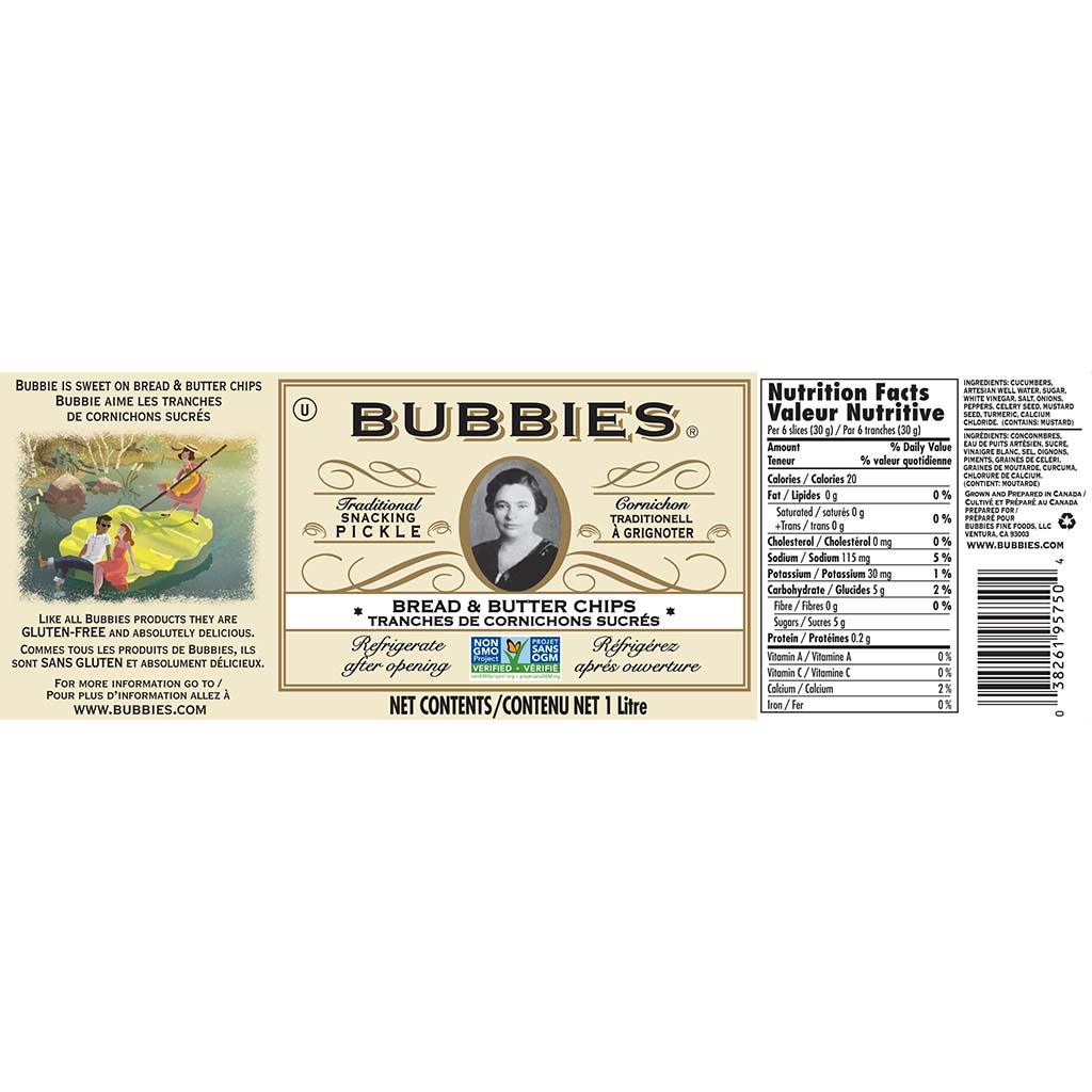 Tranches de Cornichons Sucrés Bubbies - La Boite à Grains