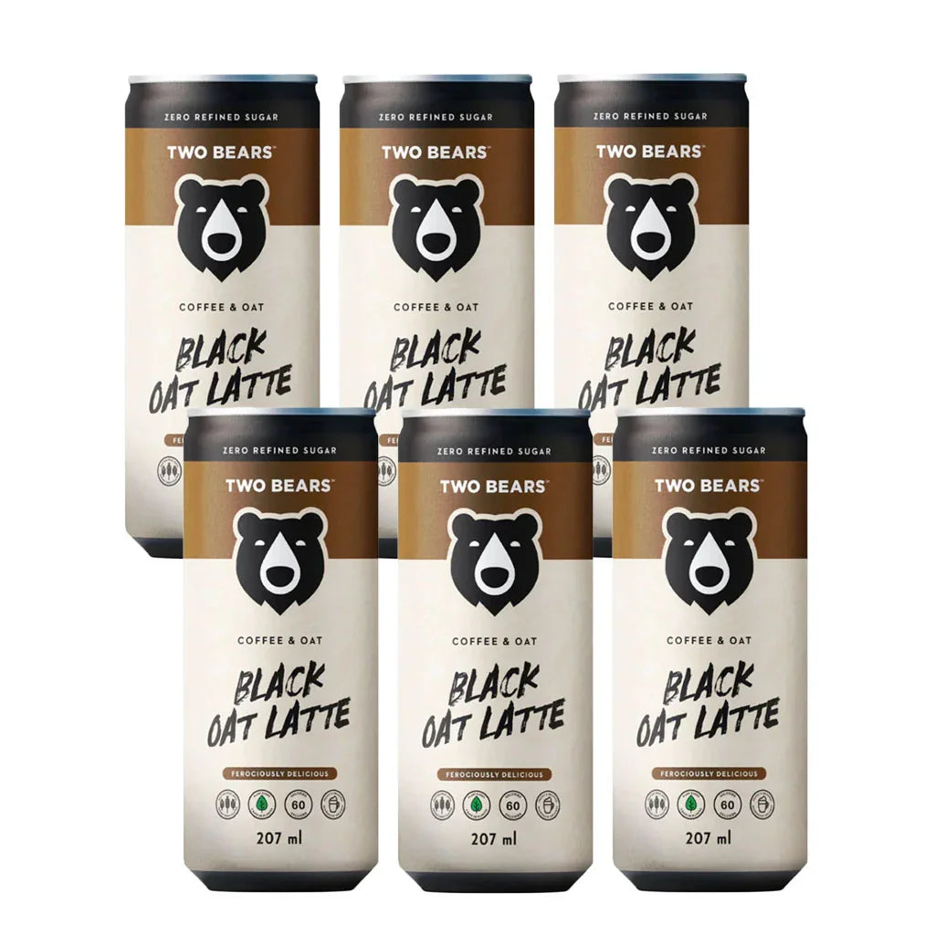 two bears latte mousseux avoine café noir 6x207 ml - la boite a grains