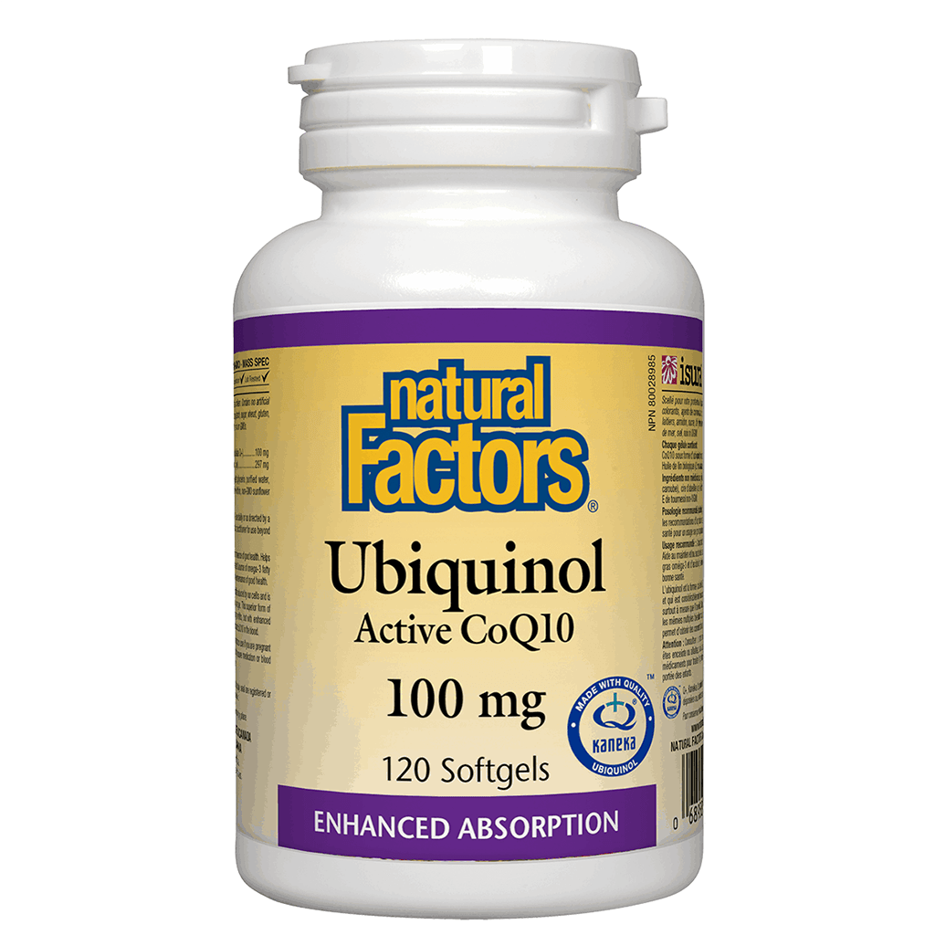 Ubiquinol CoQ10 Active 100 mg Natural Factors - La Boite à Grains