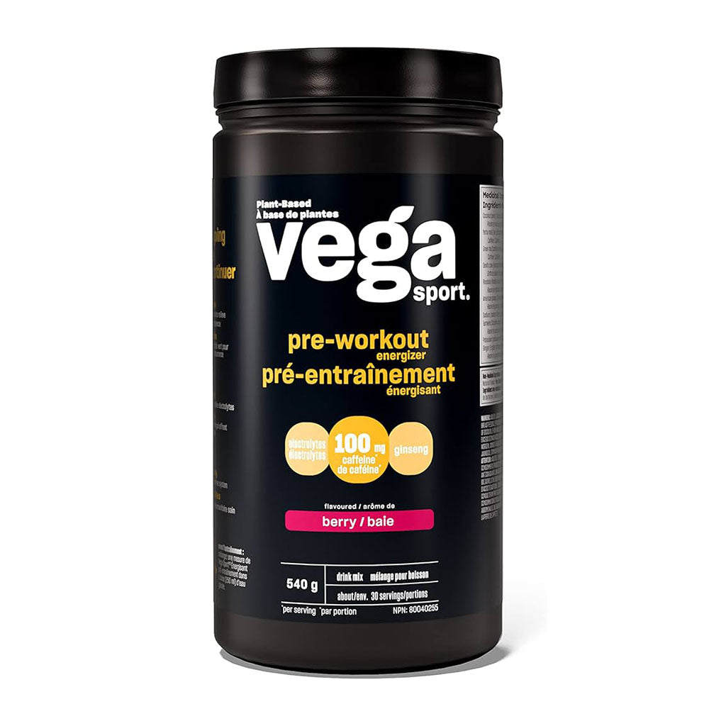 vega sport pré entraînement énergisant arôme de baie 540 g - La Boite à Grains