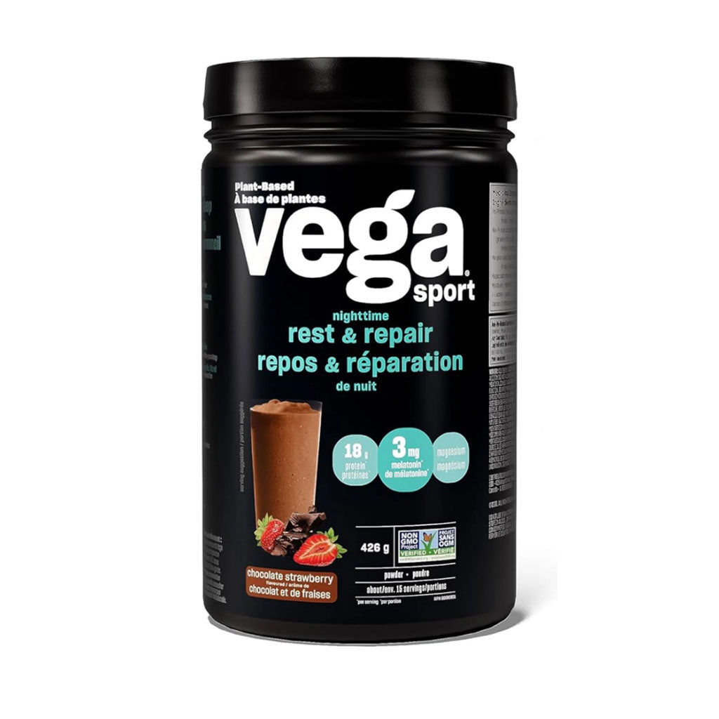 vega sport repos réparation de nuit chocolat et fraises 426 g - La Boite à Grains