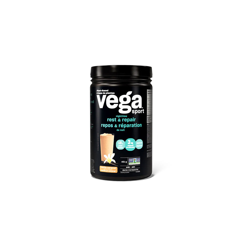 vega sport repos et réparation de nuit vanille et caramel 401 g - La Boite à Grains