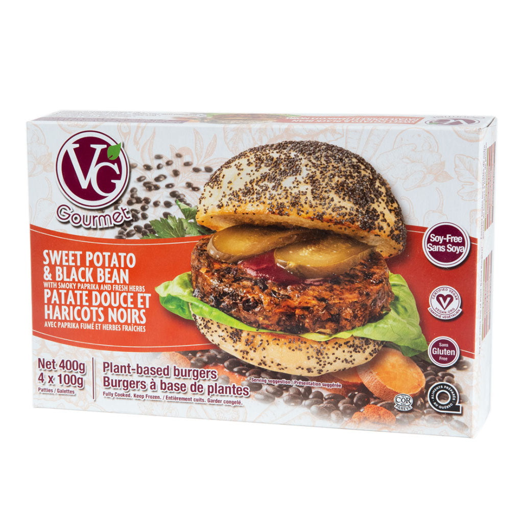 vg gourmet burgers patate douce et haricots noirs 400 g