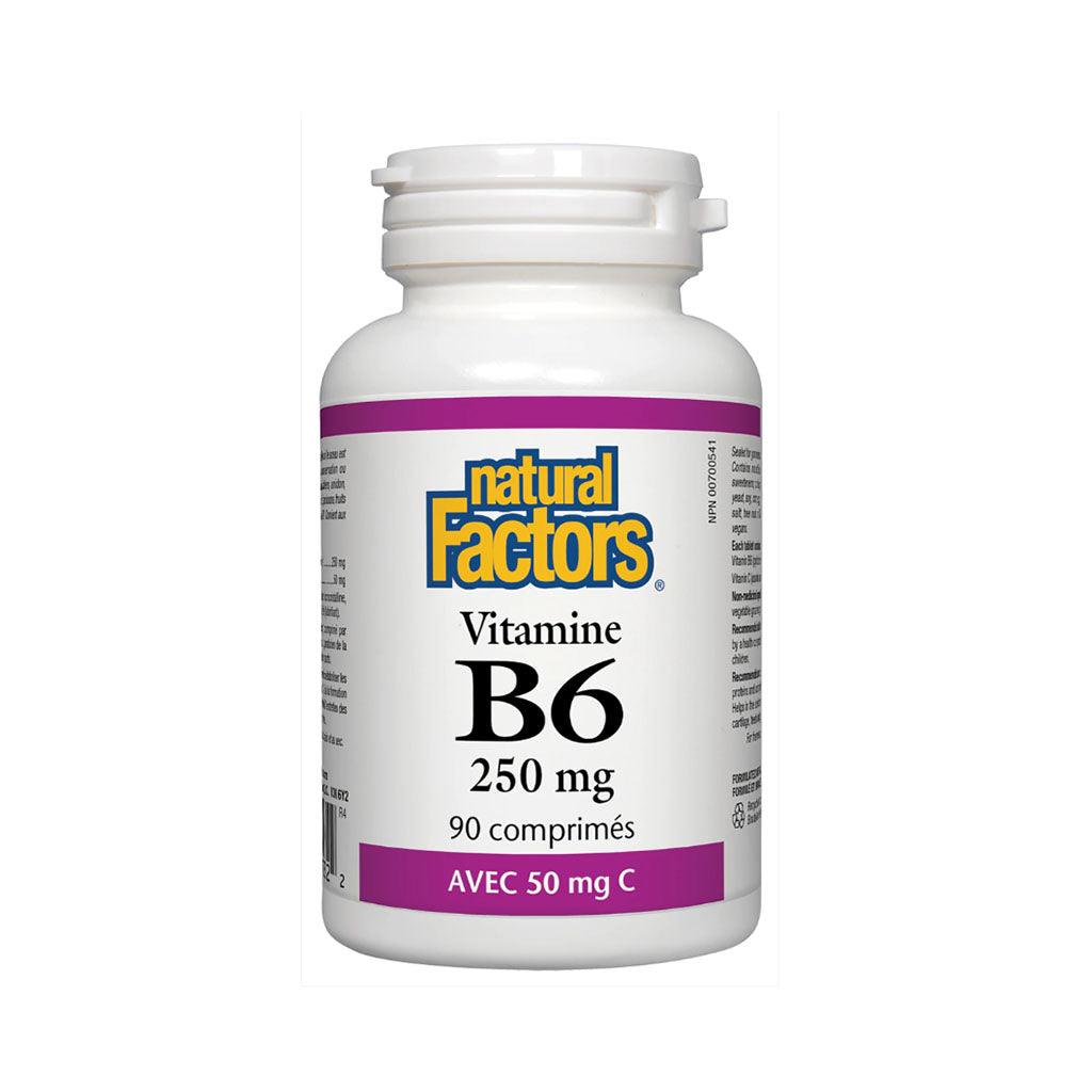 Vitamine B6 250 mg avec Vitamine C Natural Factors - La Boite à Grains