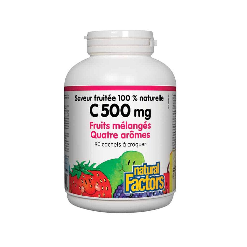 Vitamine C 500 mg Fruits Mélangés Quatre Arômes Natural Factors - La Boite à Grains