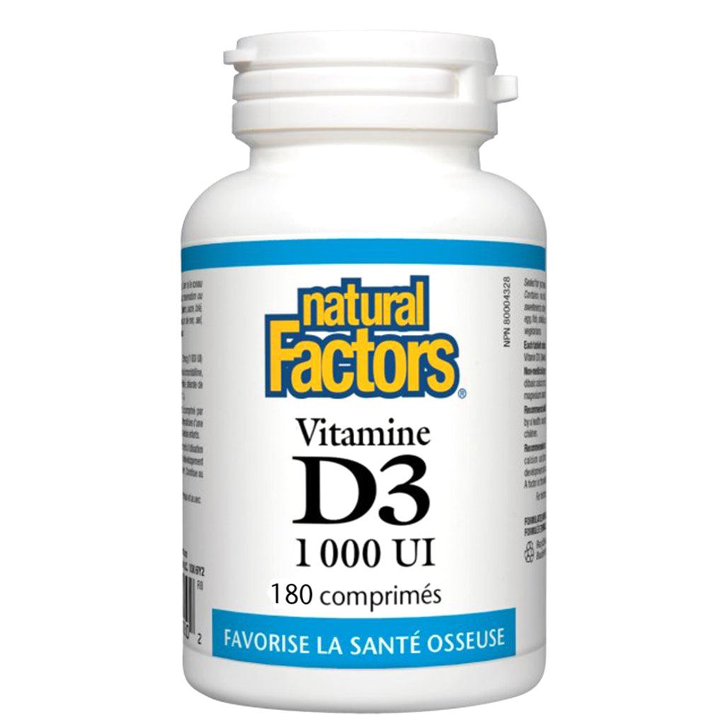 Vitamine D3 1000 UI Comprimés Natural Factors - La Boite à Grains